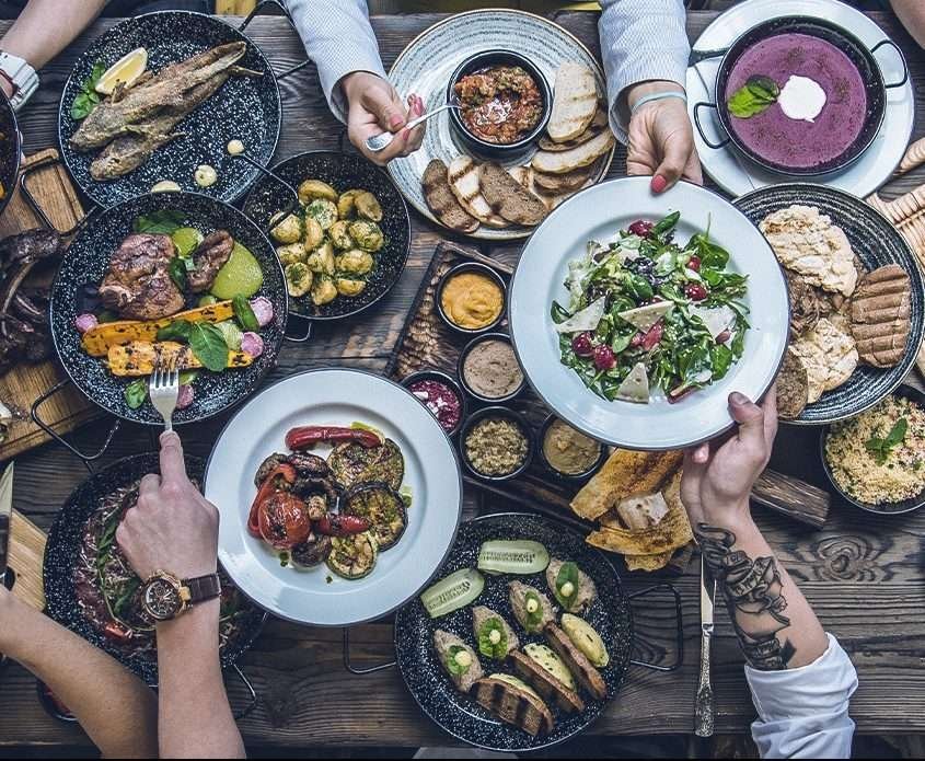 Group of people eating food